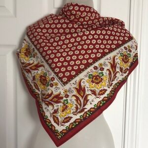 Souleiado Cotton France Provençal Floral Design. Chic. Red Green Yellow VTG